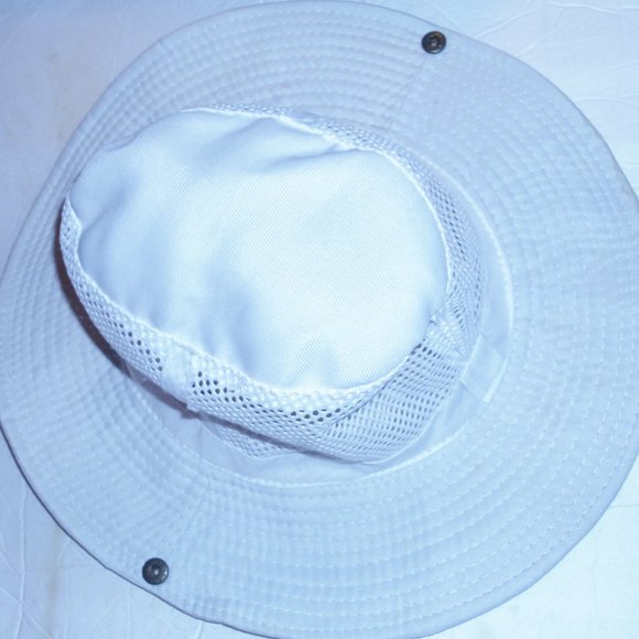 White Foldable Travel Floppy Sunhat Cloth Mesh with Strap Cowgirl Look Hat - Picture 1 of 3